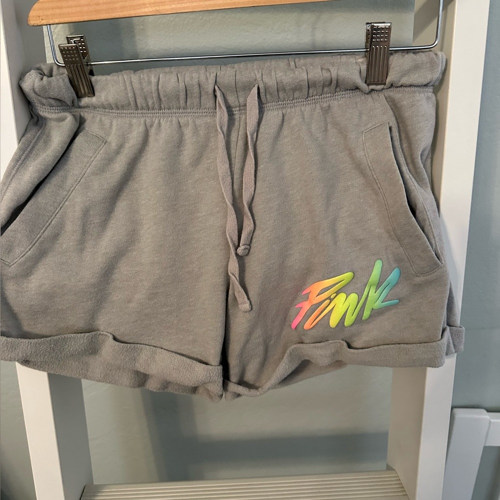 Pink grey sweat shorts